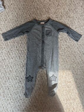 Grey Star-Accent Baby One-Piece Romper